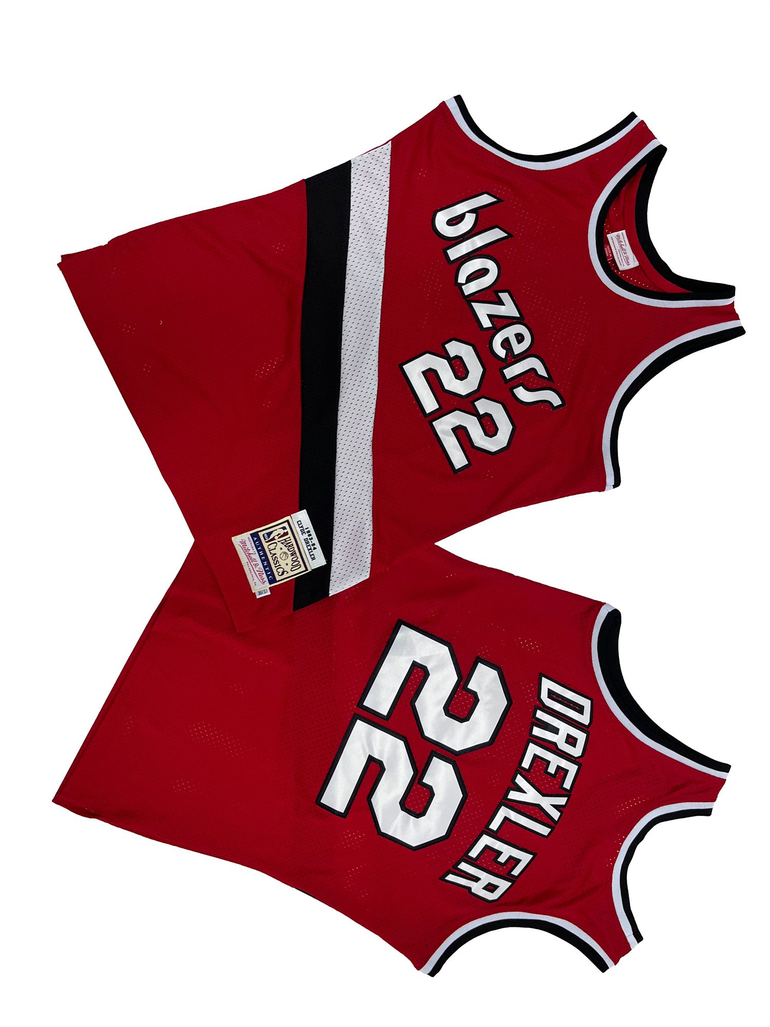 Men Portland Trail Blazers 22 Drexler Red Throwback NBA Jersey